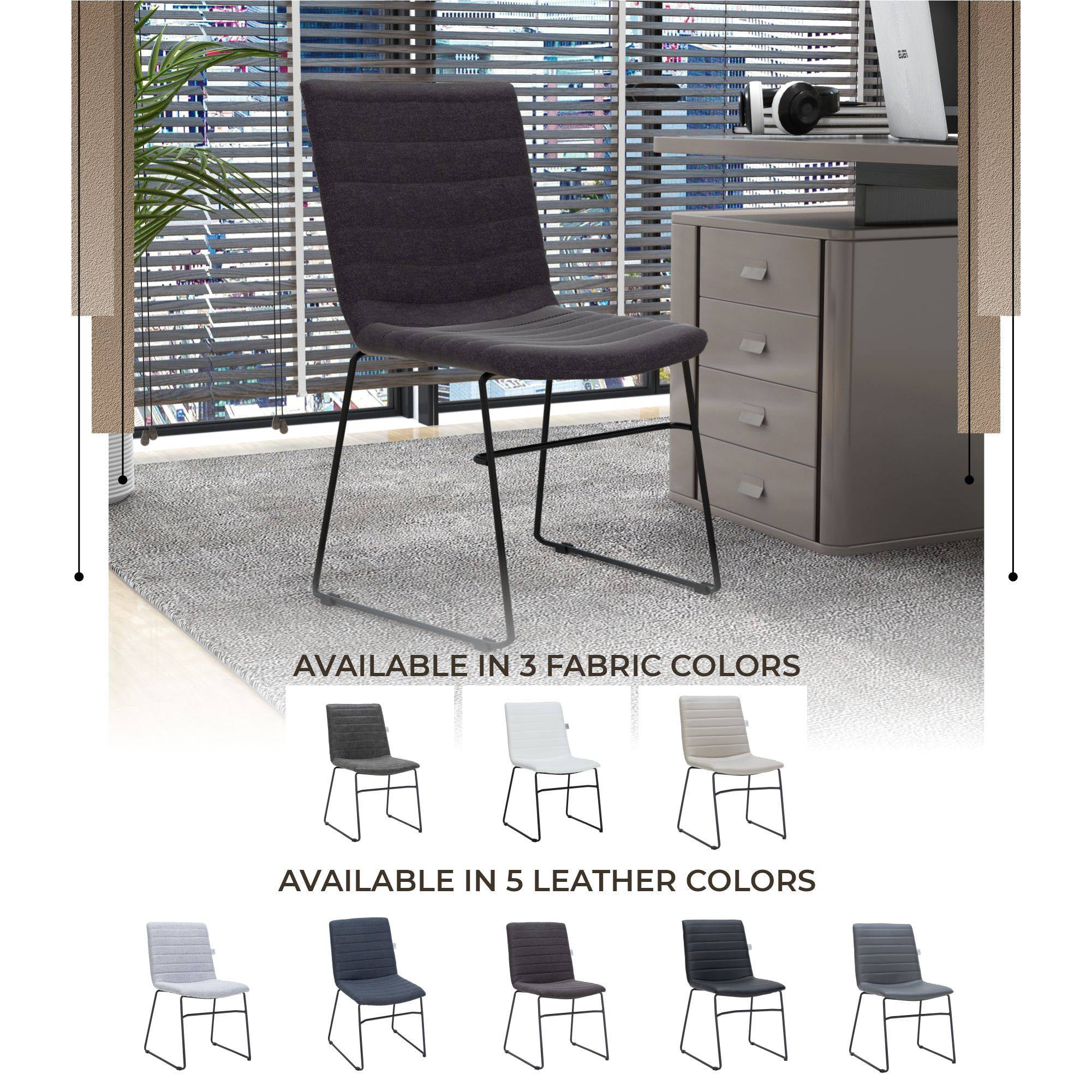 LeisureMod Ergonomic Office Chair Upholstered Guest Side Chair Padded Seat and Back Desk Chair with Powder-Coated Stainless Steel Base Zylar Collection in Brown