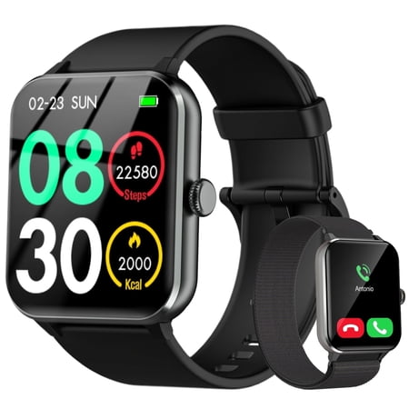 Blackview Smart Watch for Men, Bluetooth Calling, Fitness Tracker with 100+ Sports Modes, 1.85" HD Display, 350mAh Battery, Compatible with Android & iPhone, Black