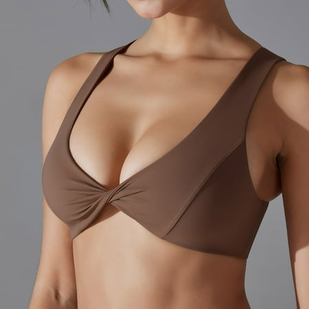 GENGING Ladies Tops Clearance Women s Solid Color Double-sided Nylon Sexy Lingerie Low Cut And Beautiful Back Sports High Elasticity Fitness Yoga Suit Bra