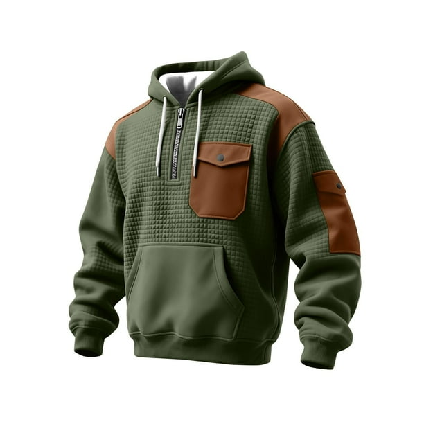 MHFRRA Sudadera con Capucha y Tejido de Cremallera de Un Cuarto, Ligera, Deportiva, con Bolsillo Delantero, Cómoda y Informal Verde