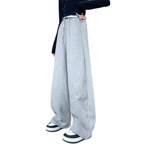 THJRPQJFD Girls Wide Leg Sweatpants High Waisted Baggy Pants Fashion Boys Preppy Drawstring Athletic Joggers Loose Active Sweat Pantswith Pockets