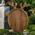 thumbnail image 7 of 1PC Christmas Wood Serving Platters, Cebalnir Food Dish Wood Plates Christmas Tray with Antler Handles Decorative Plate Organizer for Appetizer Snack Fruit Kitchen Gift for Wedding Housewarming, 7 of 7
