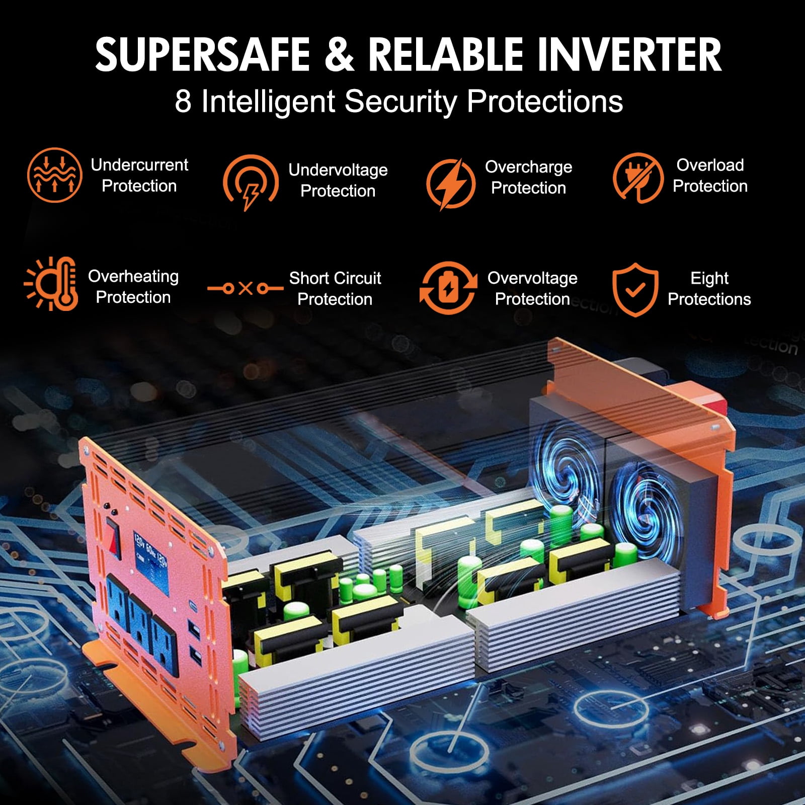 4000 Watt Power Inverter 12V DC to 110V/120V AC Converter Car Inverter with LCD Display