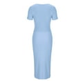 thumbnail image 5 of Women's Short Sleeve Deep V Neck Knitted Bodycon Nightclub Party Button Sweater Dress, 5 of 6
