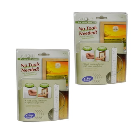 

Set of 8 Afix-It Picture Hooks Large No Tools Needed Hang Frames (2pks) SHL01