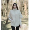 thumbnail image 6 of SAOL Aran Zipper Cardigan Sweater 100% Merino Wool Poncho / Cape Women's High Neck Irish Jacket with Pockets Made in Ireland, 6 of 8