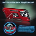 thumbnail image 2 of Designed for iPhone 15 Pro Case, Military Grade Shockproof Protective Phone Case Cover with Enhanced Metal Ring Kickstand [Support Magnet Mount] for iPhone 15 Pro 6.1 inch, Red, 2 of 12