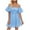 Blue, variant on Dresses for Women 2026 Plus Size Fashion Off The Shoulder Bubble Short Sleeve Pleated High Waist Dress