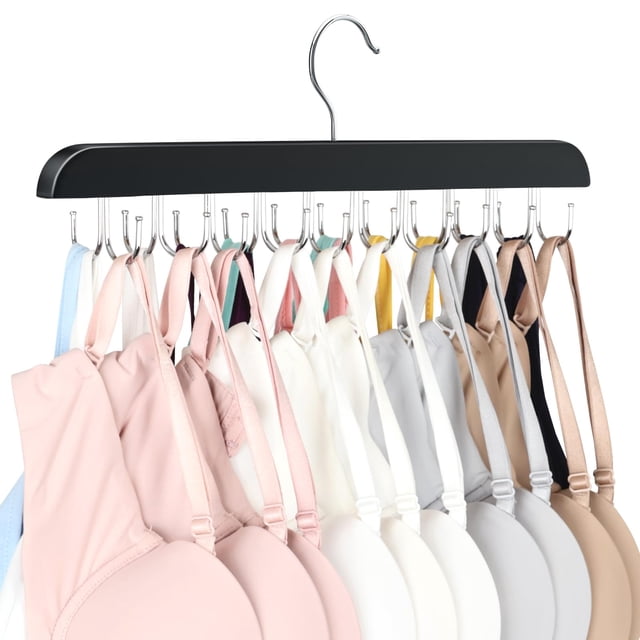 Resovo Percha para sujetador para armario, percha para camiseta sin mangas, 20 ganchos de capacidad, plegable, de madera, para ahorrar espacio, organizadores de armario y almacenamiento para dormitori