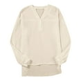 thumbnail image 4 of LIUJUNSHOP Womens Casual Button V Neck Long Sleeve Shirts Oversized Solid Blouses Tops, 4 of 4
