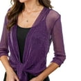 thumbnail image 4 of Neewe Women's Bolero Shrug Long Sleeve Cropped Cardigan Knit Sweaters Open Front Casual Elegant Jacket for Dresses, 4 of 6