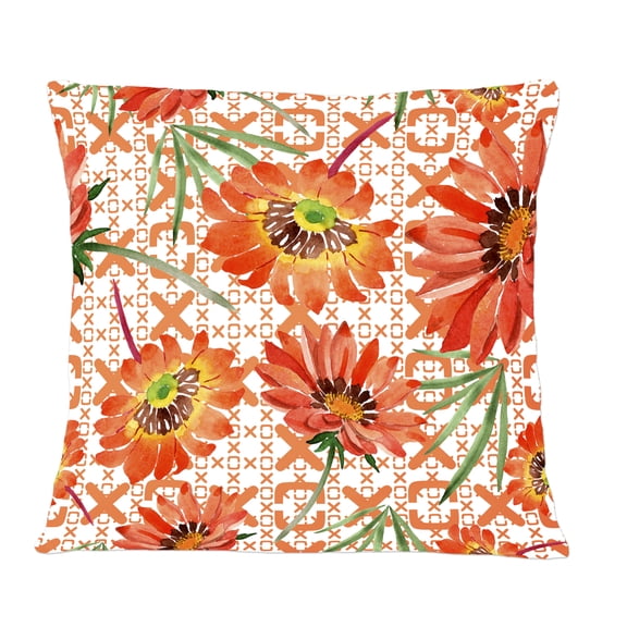 Designart Floral Botanical Retro I' Mid-Century Modern Throw Pillow - 12x20