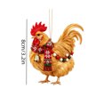 thumbnail image 3 of Chicken Christmas Ornament Acrylic Chicken with Scarf Pendant Holiday Party Christmas Tree Decorations Rooster Hanging Pendant Gift, 3 of 6