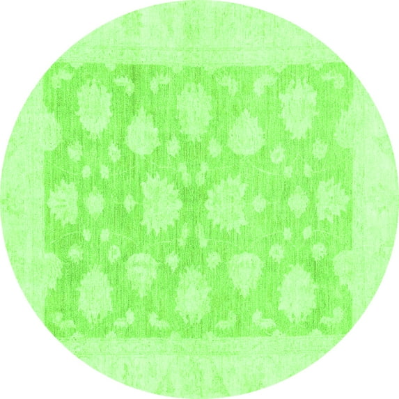 Ahgly Company Indoor Round Oriental Green Traditional Area Rugs, 3' Round