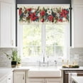 thumbnail image 3 of Red Blue Christmas Kitchen Valances for Windows 60x18 Inch Kitchen Curtains Valances Rod Pocket Xmas Botanical Poinsettia Balls Bathroom Window Valances for Window Treatment Decor, 3 of 6