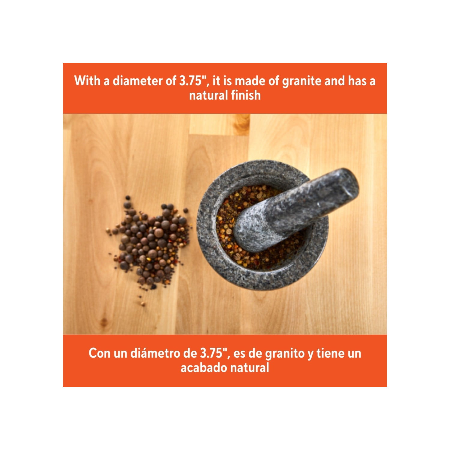 IMUSA  3.75in Polished Granite Mortar & Pestle