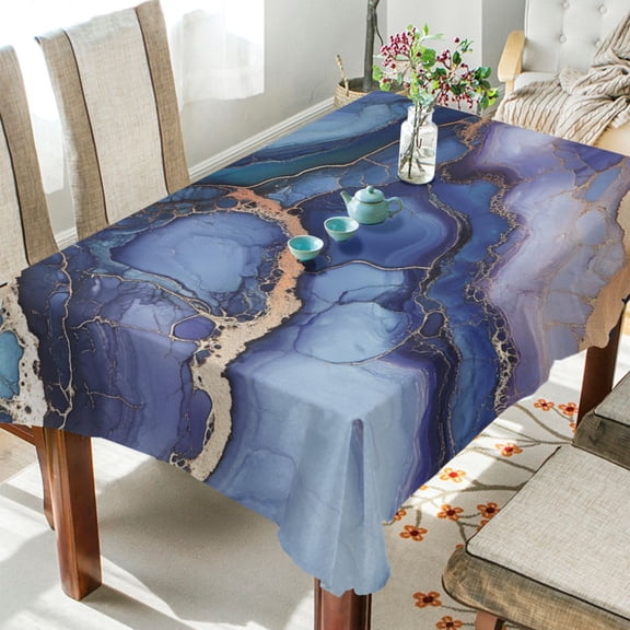 WOBOGO Purple Ripple Marble Square Tablecloth 54×54in Polyester Fabric Tablecloth Washable Dust Resistant Wrinkle Resistant