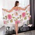 thumbnail image 7 of Watercolor Pink Roses Cotton Towel Set 2 Piece, 1 Bath Towels 1 Washcloth, Soft Fast Dry Super Absorbent Face Hand Towel for Bathroom Hotel Gym Spa and Beach, 7 of 7