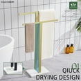 thumbnail image 4 of Bathroom Towel Rack 2-Tier Standing Towel Racks with Marble Base, Stainless Steel Freestanding Towel Bars, Thicken Steady Design, Brushed Gold THS0001-BG, 4 of 13