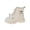 Beige, variant on Girls Ankle Leather Boots Cute Bow Lace Up Side Zipper Fall Winter Fashion Casual Boots Beige Size 3 Little Kid