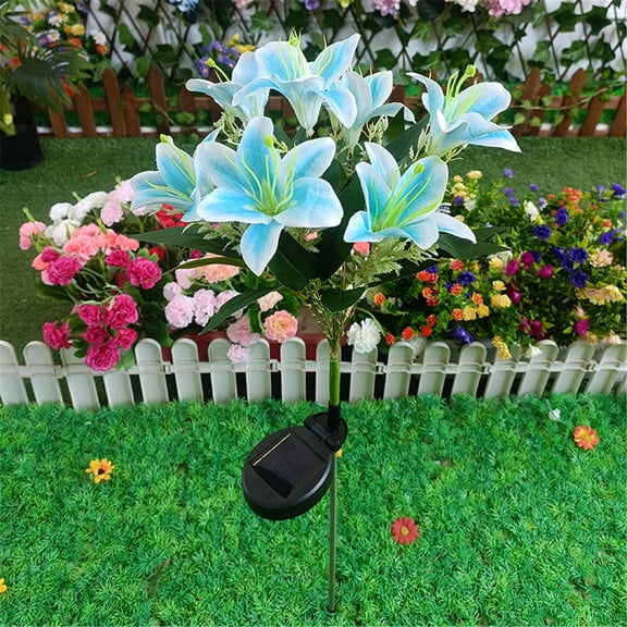 Luysn Landscape Lights,Solar Landscape Lights Outdoor,Waterproof Lotus with Flowers,Decorative Solar Lights Outdoor Pathway,Lily,Rose,Butterfly Night Light,Yard Decoration,Solar Landscape Lights 28"