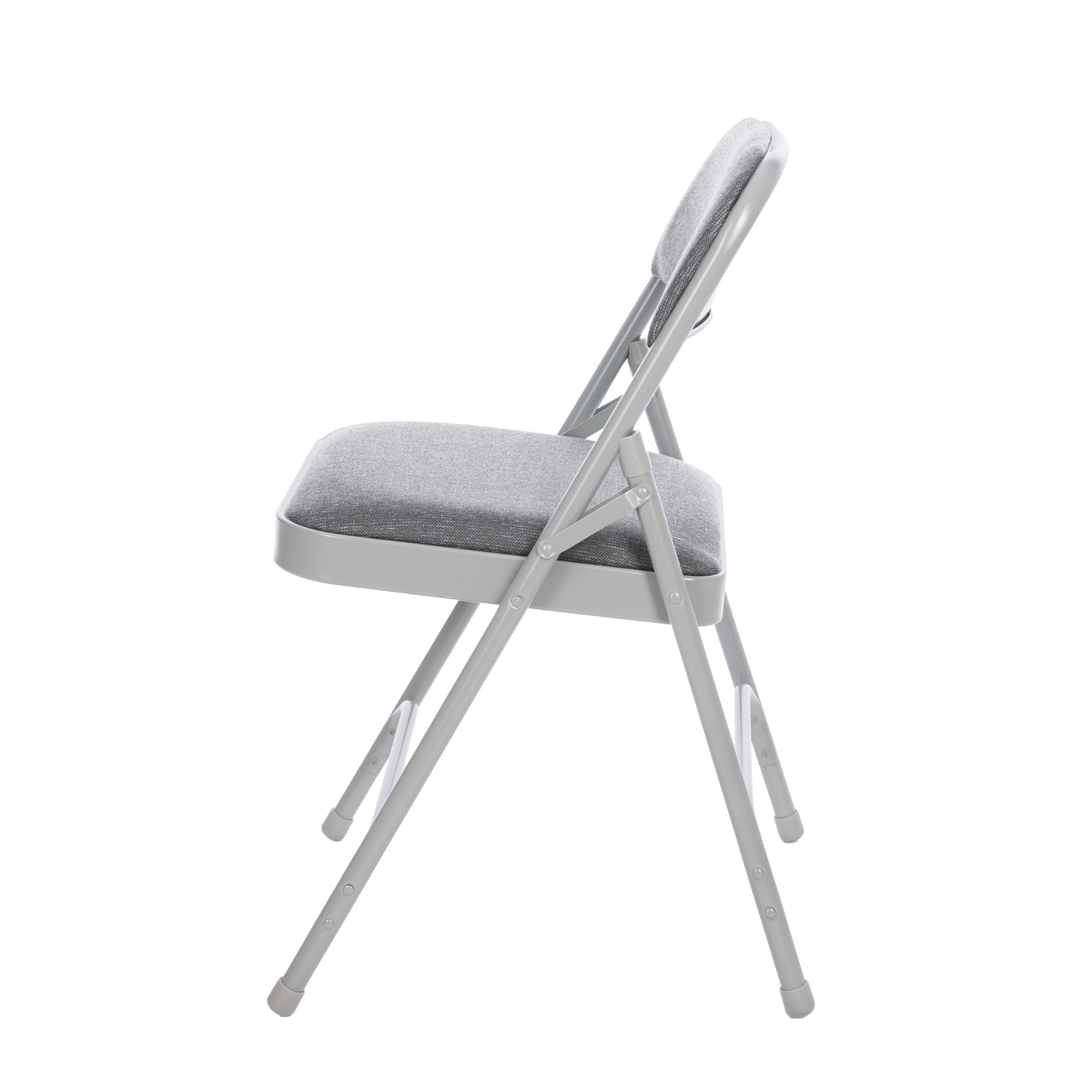 Hampden Furnishings Bernadine Collection Fabric Padded Premium Folding Chair, Grey, 4 Pack