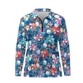 thumbnail image 3 of Garronmavis Hawaiian Flowers Quarter Zip Golf Shirt Women Size L Casual Long Sleeve Collared Tennis Shirts Shirts Workout Tops Hawaiian Golf Shirt, 3 of 7
