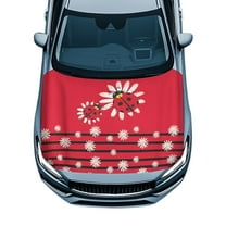 Uorisanigo Car Hood Cover Red Ladybug Hood Covers for Cars SUV Sedan Heat-Resistant Car Hoods Wrap Cloth Front Hoods Protection Cover, Easy to Install Accessories