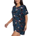 thumbnail image 2 of Qekee Christmas Dachshund Women's Pajama Set Short Sleeve Sleepwear Summer Home Wear with Pockets Soft Short Sleeve Shirt - Christmas Dachshund, 2 of 9