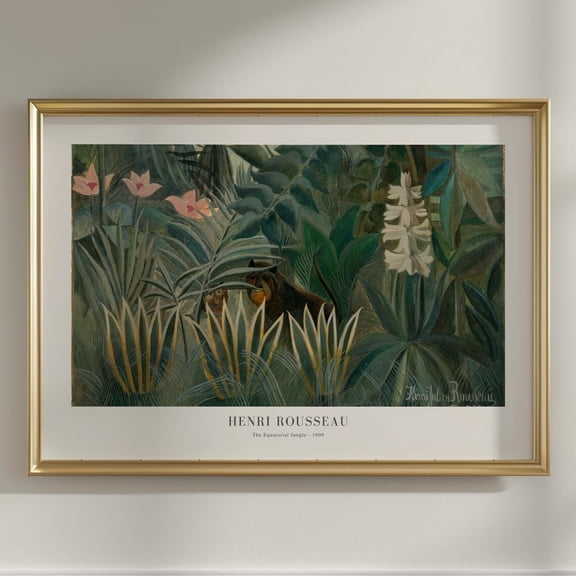 Henri Rousseau Botanical Print - The Equatorial Jungle 1909 Wall Art - Sage Green Wall Art - Vintage Poster - Tropical Wall Art Wall Art, Modern Wall Decor, 8x12 UNFRAMED
