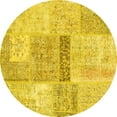 thumbnail image 1 of Ahgly Company Indoor Round Patchwork Yellow Transitional Area Rugs, 5' Round, 1 of 4