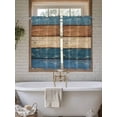 thumbnail image 4 of Farmhouse Navy Blue Brown Bathroom Window Curtain, Vintage Wooden Striped Light Filtering Coffee Kitchen Curtains, Bedroom Living Room Curtains 2 Panel 84"x54", 4 of 6