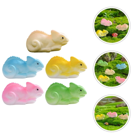 FOMIYES Set of 5 Small Resin Lizard Figurines in Assorted Colors for Garden, Terrarium, and Home Decor