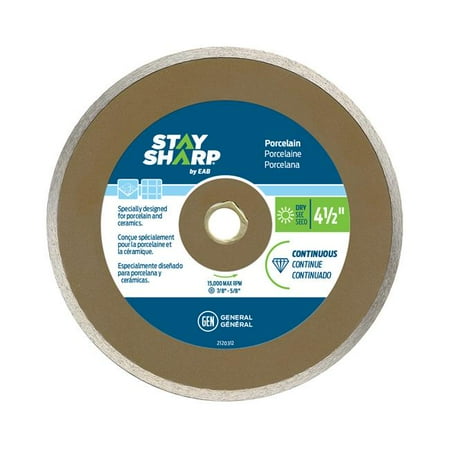 

Stay Sharp 2120312 4.5 in. Continuous Rim Porcelain Tile Bronze Diamond Blade - Recyclable