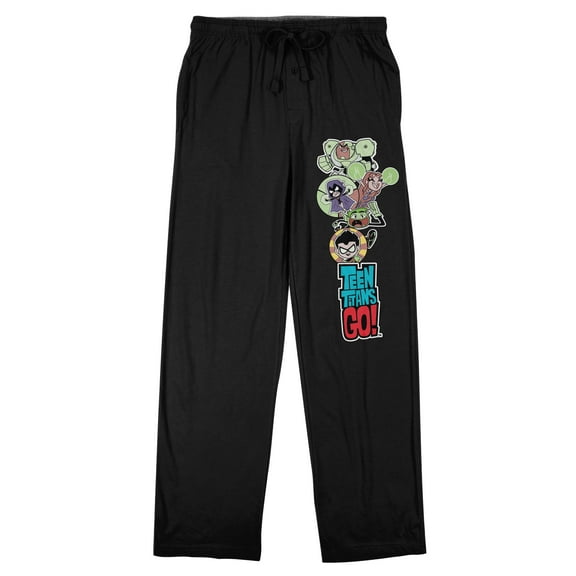 Teen Titans Go Characters and Logo Men's Black Graphic Sleep Pants-XL