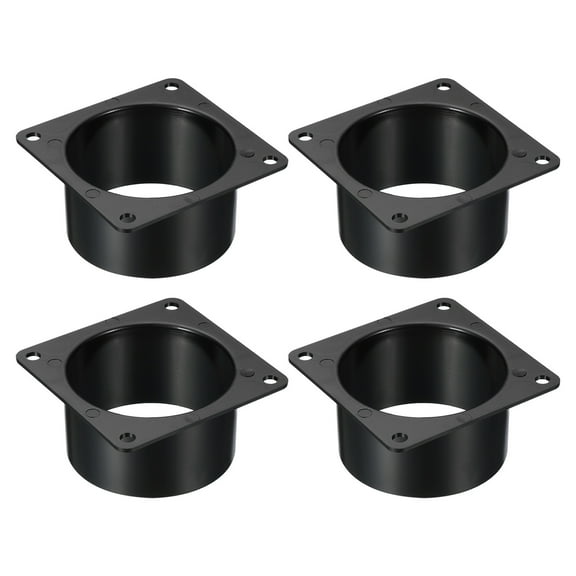 Uxcell 3" Duct Connector Flange Dryer Vent Wall Plate Square to Round Straight Ducting Plate Black 4 Pack