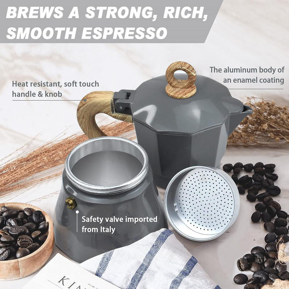 Stovetop Espresso Maker 3 Cup Moka Pot,Italian Cuban Greca Coffee Maker,Aluminum  Durable and Easy to Use & Clean 6oz - Bed Bath & Beyond - 34645788