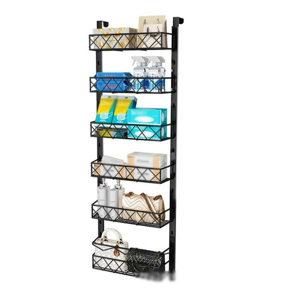 6-Tier Pantry Door Organizer, Over The Door Pantry Organizer Rack and Storage, Hanging Spice Rack for Cabinet