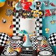 thumbnail image 2 of Race Car Birthday Decorations, 117 Pcs Party Decorations & Tableware - Colorful Plates Napkins Balloons Hanging Swirl Etc Racing Car Party Supplies, 2 of 7