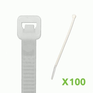 NavePoint 8 Inch Nylon Cable Wire Zip Tie 40 lbs - Natural White 100 Pack Lot Pcs Qty