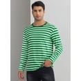 thumbnail image 2 of DARING DIVA Men's Striped Sweatshirts  Stripes Long Sleeve Casual T-Shirt XL Green White, 2 of 6