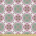 thumbnail image 1 of Ethnic Upholstery Fabric by the Yard, Boho Style Mosaic Tiles Swirly Lines Flowers Moroccan Art, Decorative Fabric for DIY and Home Accents, Pale Pink Red by Ambesonne, 1 of 5