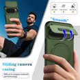 thumbnail image 5 of Case for Google Pixel 10 Pro XL 6.8" with Invisible Fold Holder Stand, Magnetic Wireless Charging,Sliding camera casing,Shockproof Dropproof Tough Rugged Protective Case Cover,Green, 5 of 10