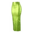 thumbnail image 6 of XVJRHAK Women's Skirts Pu Leather Long Skirt for Women High Waist Retro Maxiskirt Pathwork Bodycon Hip Package Sexy Female Prom Split Skirt (Green,S), 6 of 9