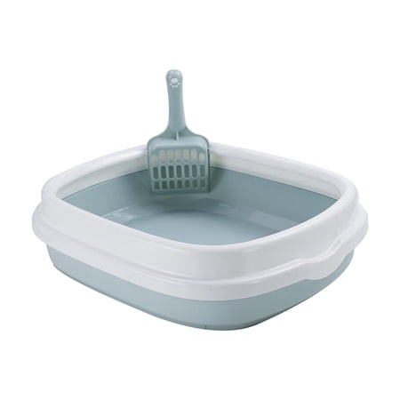 Bvdfgk Anti Splashing Cat Litter Box with Surrounded Top Cover Tray Sand Box Detachable Blue Medium