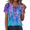 thumbnail image 2 of DDAPJ pyju Vintage Blouses for Women Dressy Casual Henley Tops Short Sleeve Boho Floral Print Shirts V Neck Summer Graphic Tees Multicolor XL, 2 of 8
