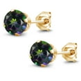 thumbnail image 3 of Gem Stone King 2.00 Ct Round Green Mystic Topaz Gold Plated Silver 4-prong Stud Earrings for Women Men 6mm, 3 of 5