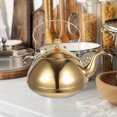 thumbnail image 4 of Stainless Steel Teapot Gold Decor Modern Containers with Lids Metal Kettle Desktop Strainer Portable Stove Travel, 4 of 6
