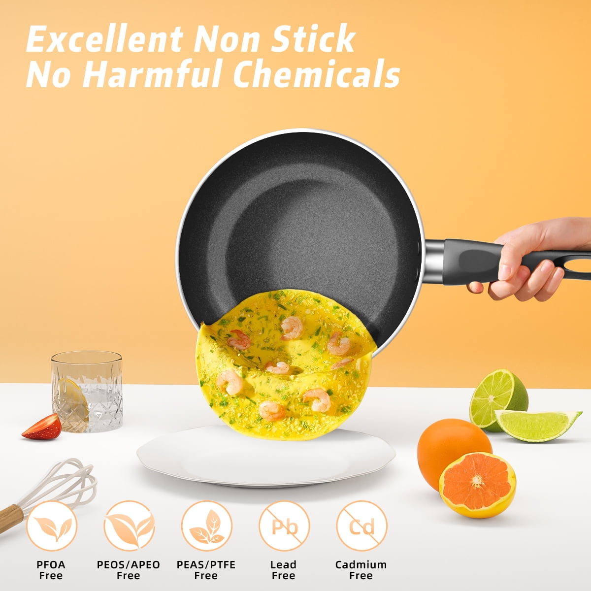 Nonstick Cookware Set, 6Pcs Pots and Pans Set,Induction Kitchen Cooking Set with Frying Pans, Saucepans, Saute Pan, Stay-Cool Handles,Dishwasher/Oven Safe,PFAS/PTFE/PFOA Free