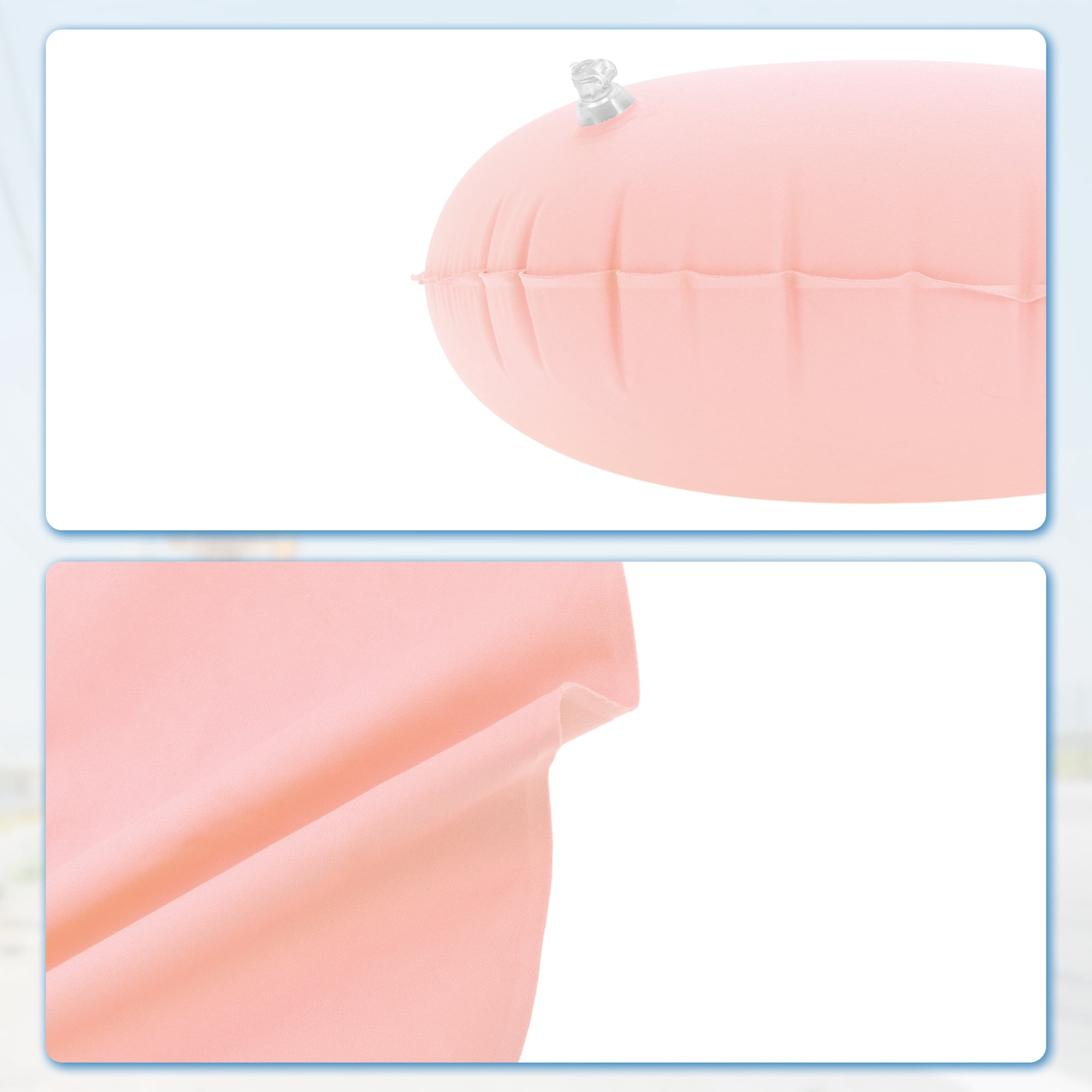 Unique Bargains Travel Pillow Press to Inflate Neck Pillow Light Pink 15.75"x11.02"